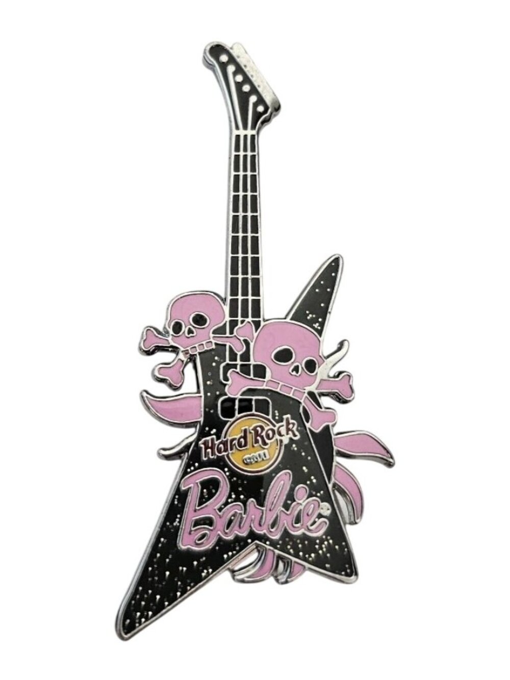 2006 Hard Rock Cafe Pink Skull Crossbones Barbie Pin J801